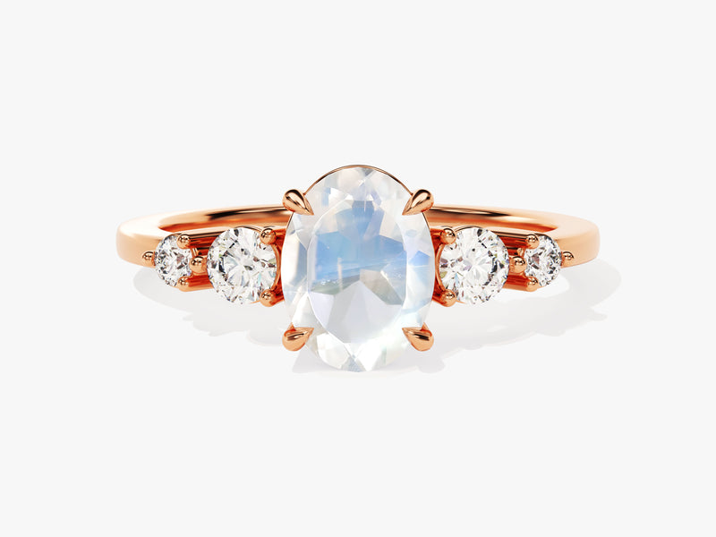 Moonstone Engagement Ring with Moissanite Eternate
