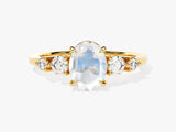 Oval Moonstone Engagement Ring with Moissanite Sidestones