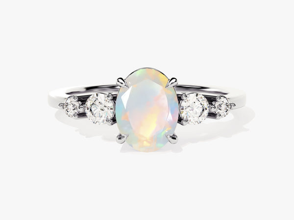 Oval opal and diamond engagement ring jewelry