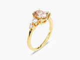 Oval Cut Peach Morganite Engagement Ring with Round Sidestones