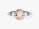 Oval Cut Peach Morganite Engagement Ring with Round Sidestones