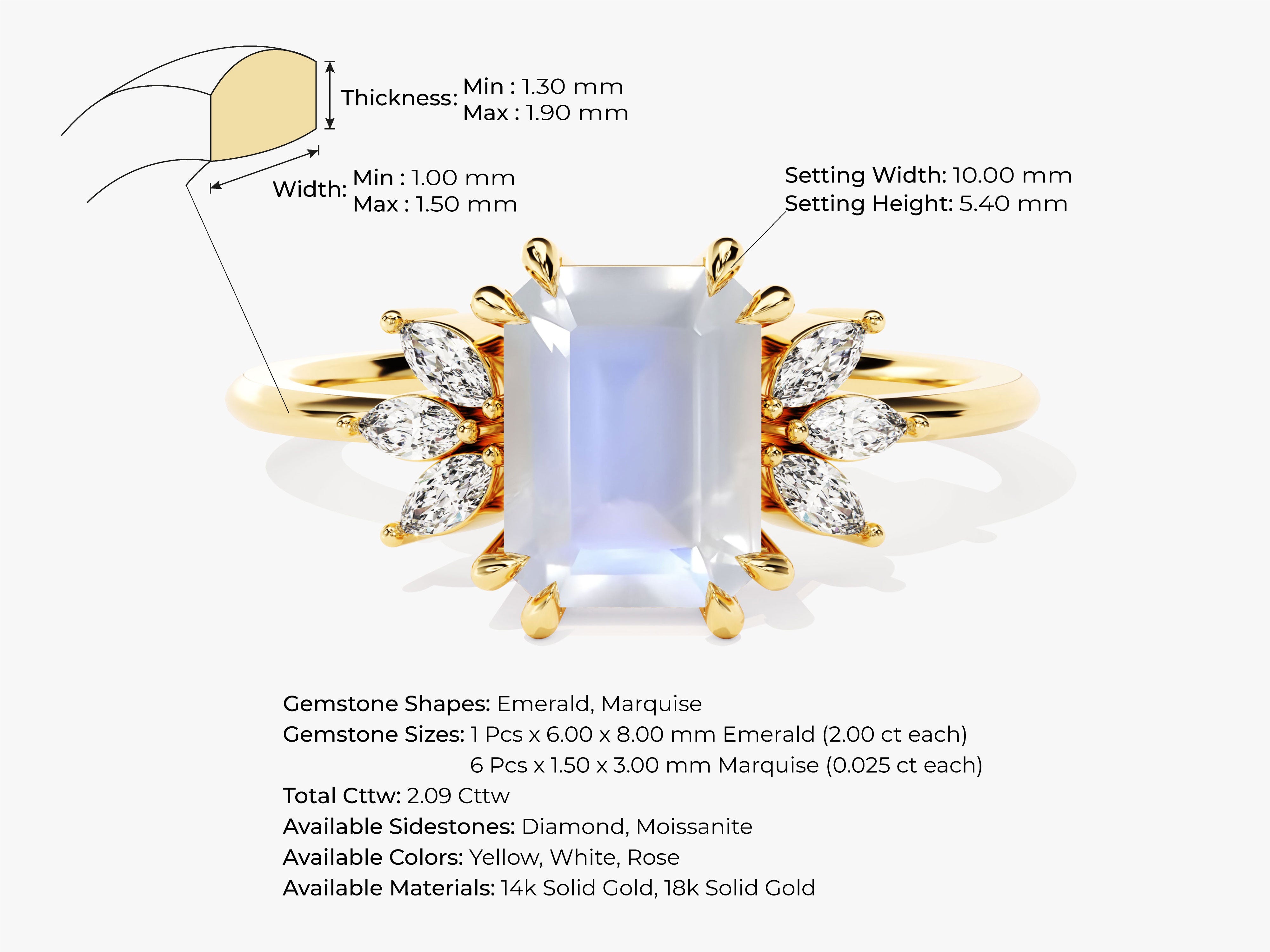 Gold ring with moonstone and diamond accents