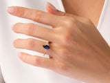 Marquise Blue Sandstone Engagement Ring with Moissanite Sidestones