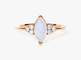 Marquise Moonstone Engagement Ring with Moissanite Sidestones