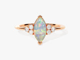 Marquise Opal Engagement Ring with Moissanite Sidestones