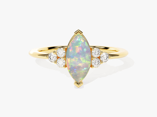 Marquise Opal Engagement Ring with Moissanite Sidestones