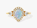 Pear Halo Opal Engagement Ring with Moissanite Sidestones