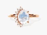 Oval Moonstone Engagement Ring with Round Moissanite Sidestones