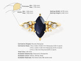 Marquise Blue Sandstone Engagement Ring with Moissanite Cluster