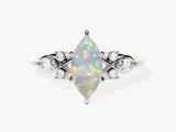 Marquise Opal Engagement Ring with Moissanite Cluster