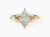 Marquise Opal Engagement Ring with Moissanite Cluster