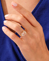 Oval Cut Peach Morganite Engagement Ring with Moissanite Cluster