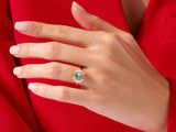 Oval Moss Agate Engagement Ring with Moissanite Cluster