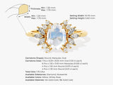 Oval Moonstone Engagement Ring with Moissanite Cluster