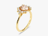 Oval Cut Peach Morganite Engagement Ring with Moissanite Cluster