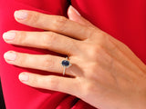 Oval Halo Blue Sandstone Engagement Ring with Moissanite Sidestones