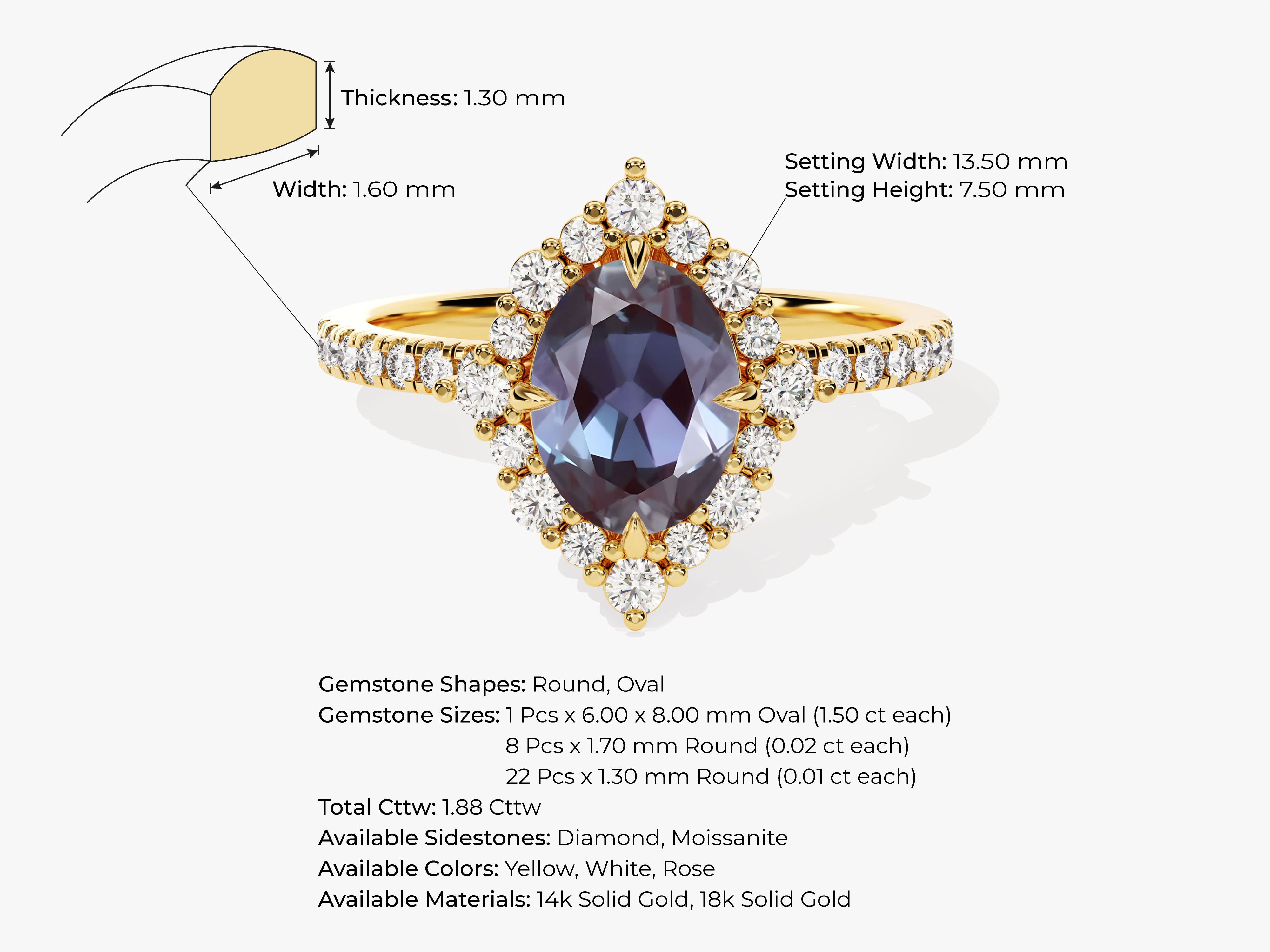 Gold marquise alexandrite halo engagement ring