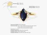 Marquise Blue Sandstone Engagement Ring with Round Moissanite Sidestones