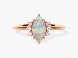 Marquise Opal Engagement Ring with Round Moissanite Sidestones