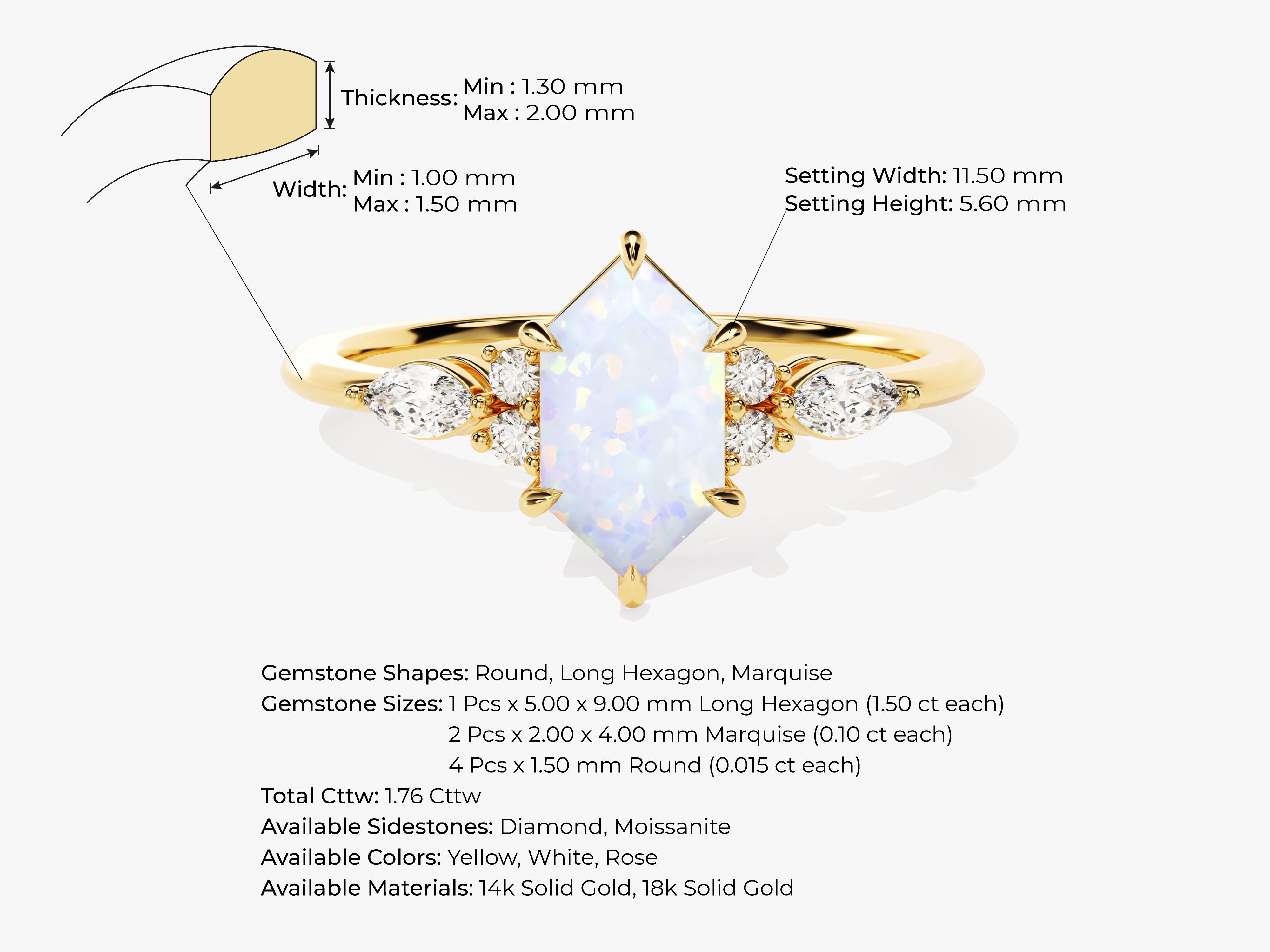 Gold ring with opal and diamond accents, jewelry design