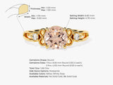 Vintage Round Cut Peach Morganite Engagement Ring with Sidestones