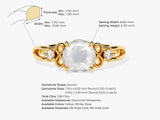Art Deco Moonstone Engagement Ring with Moissanite Sidestones