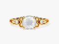 Art Deco Moonstone Engagement Ring with Moissanite Sidestones