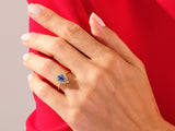 Pear Lab Alexandrite Engagement Ring with Moissanite Halo