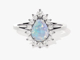 Pear Opal Engagement Ring with Moissanite Halo