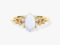 Long Hexagon Opal Engagement Ring with Moissanite Cluster