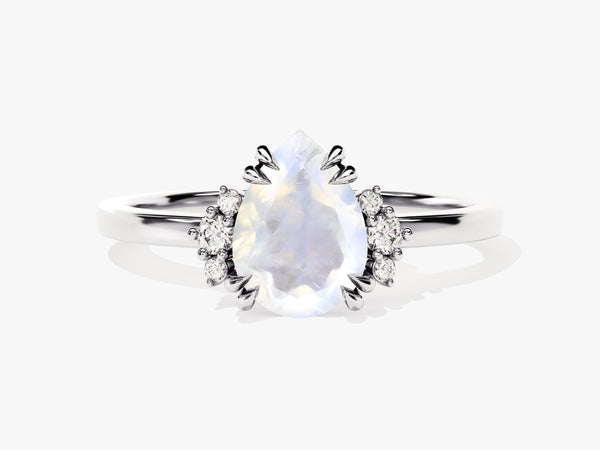 Pear-shaped moonstone ring with diamond accents, fine jewelry