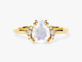 Pear Moonstone Engagement Ring with Round Moissanite Sidestones