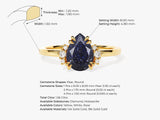 Pear Blue Sandstone Engagement Ring with Round Moissanite Sidestones