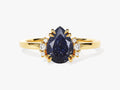 Pear Blue Sandstone Engagement Ring with Round Moissanite Sidestones
