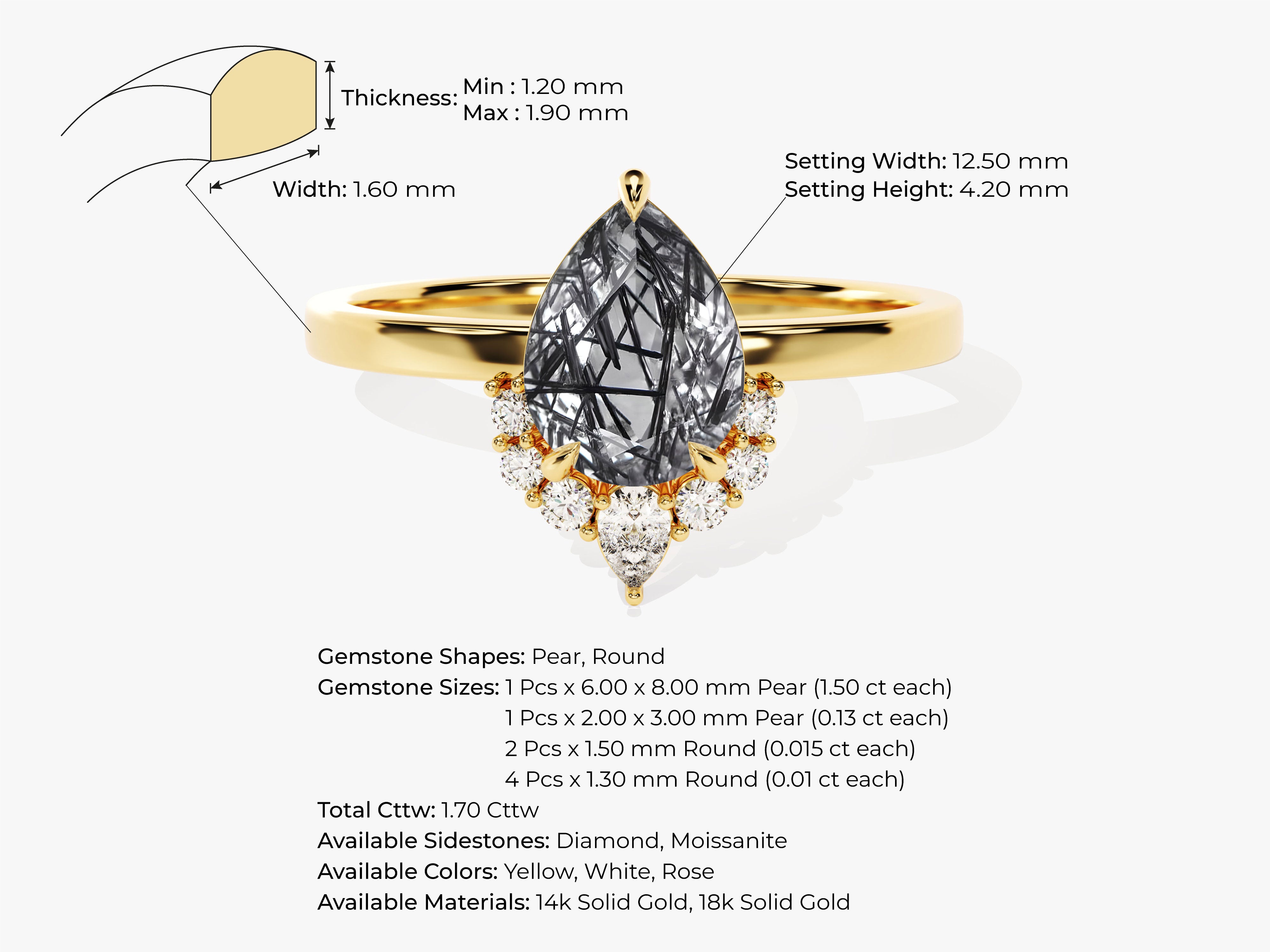 Gold ring with tourmaline and diamonds, jewelry details