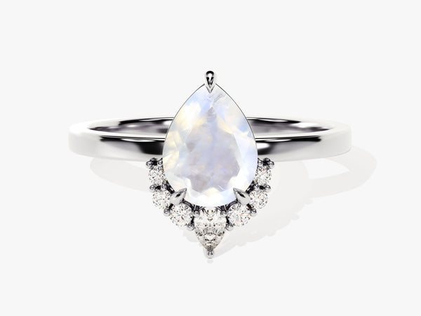 Pear-shaped moonstone ring with diamond accents, fine jewelry
