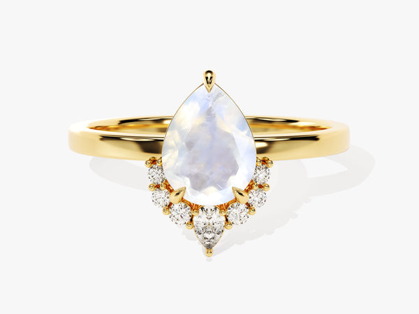Pear Moonstone Vintage Engagement Ring with Moissanite