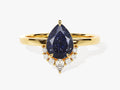 Pear Blue Sandstone Vintage Engagement Ring with Moissanite