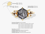 Hexagon Black Rutilated Quartz Engagement Ring with Moissanite Cluster