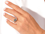 Hexagon Black Rutilated Quartz Vintage Engagement Ring with Moissanite Cluster