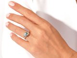 Hexagon Moss Agate Vintage Engagement Ring with Moissanite Cluster