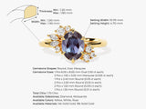 Oval Lab Alexandrite Engagement Ring with Round Moissanite Cluster