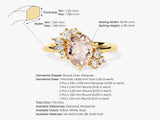 Oval Cut Peach Morganite Engagement Ring with Marquise and Round Moissanites