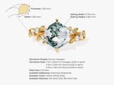 Hexagon Moss Agate Nature-Inspired Engagement Ring with Moissanite Sidestones