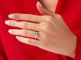 Kite Moss Agate Engagement Ring with Moissanite Sidestones