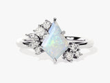 Kite Opal Engagement Ring with Moissanite Sidestones