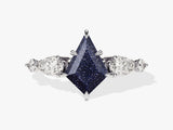 Kite Blue Sandstone Engagement Ring with Pear Moissanite Sidestones