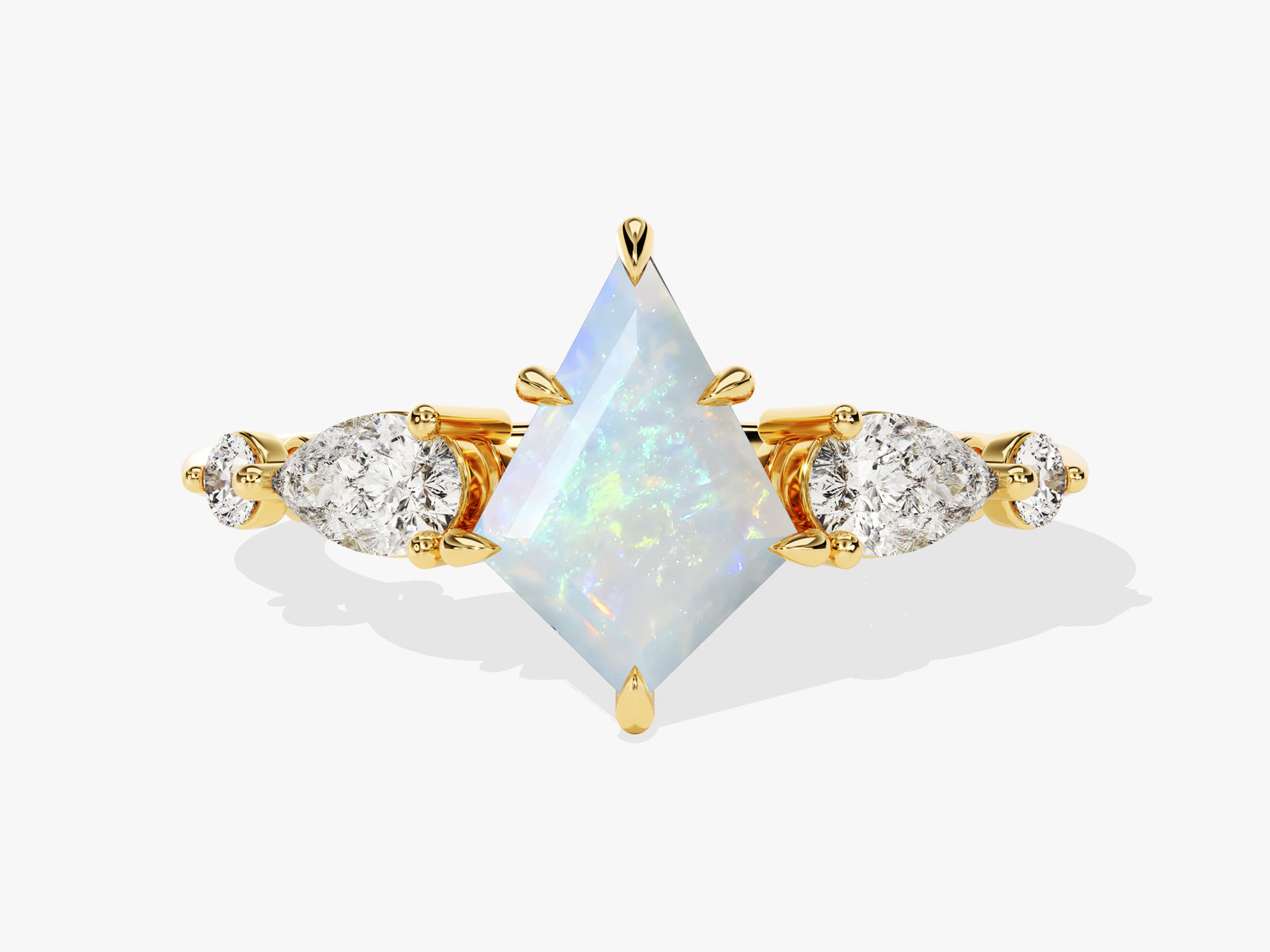 Opal Engagement Ring with Pear Moissanite Sidestones Eternate