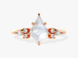 Kite Moonstone Engagement Ring with Marquise Moissanite Sidestones