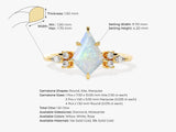 Kite Opal Engagement Ring with Marquise Moissanite Sidestones